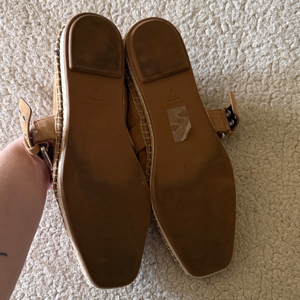Nearly New $348 Rag & Bone Anteros Oak Brown Suede Espadrilles Size 39/9 - Picture 7 of 7